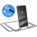 For Apple iPhone X / XS phone case with strap cord Case Bag Chain Silver