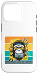 Coque pour iPhone 16 Pro Singe casque musique cassette vintage urbain coloré