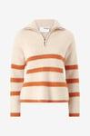 Selected FEMME - Tröja slfMaline LS Knit Half Zip - Beige