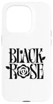 Coque pour iPhone 15 Pro Belle rose noire avec inscription en anglais « Minimalist »