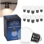 Lot de 10 Ampoules Led Transparentes conçues pour Guirlande Guinguette IP65 1,3W - Ampoule Led E27 Transparentes - Ampoule 5cm pour Guirlande