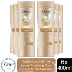 Dove Visible Glow Self-Tan Lotion Nourishing Care For Fair-Medium Skin, 6x400ml