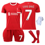 Liverpool barnfotbollströja set med strumpor och knäskydd 2023-2024 - Nr.7 LUIS DIAS#26 No.7 LUIS DIAS #26