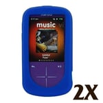 2X  Blue Silicone Skin for SanDisk Sansa Fuze Plus+ Case MP3 Fuse+ Cover Holder