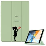 Housse Taperso Ipad Air 4 Air 5 et 11 PRO vert avec motif silhouette et coeur