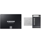 SAMSUNG SSD 870 EVO, 4 TB, Form Factor 2.5 Inch, Intelligent Turbo Write, Magician 6 Software, Black & flash drive Gunmetal Gray 128 GB