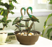 Indoor Crane Waterfall Sculpture Table Top Water Fountain Ornament