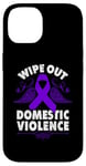 Coque pour iPhone 14 Wipe Out Domestic Violence, ruban violet