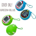 Coque de protection en Silicone pour Tamagotchi,convient également aux appareils pac-man avec anneau de couleur - Type GREEN AND BLUE