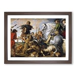 The Wolf And The Fox By Peter Paul Rubens Classic Painting Framed Wall Art Print, Ready to Hang Picture for Living Room Bedroom Home Office Décor, Walnut A4 (34 x 25 cm)