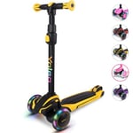 YOLEO Trottinette 3 Roues à LED pour Enfant, Trottinette Enfants Pliable 3 à 12 Ans, Hauteur réglable sur 4 Niveaux pour Filles et Garçons, Charge Maximale 50 kg, Jouet Idéal