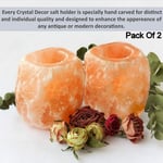 2 pcs Himalayan Pink Salt Lamp Tea Light Candle Holder Aromatherapy 100% Natural