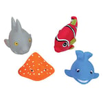 LUDI - Aspergeurs de Bain, Poissons - 4 Animaux Arroseurs pour Jouer dans Le Bain ou à la Plage - Jouets de Bain pour Bébé - À Partir de 10 Mois