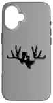 Coque pour iPhone 16 Texas Buck Texas Flag Huge Buck Rack Black Texas Flag