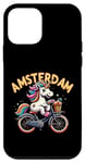 Coque pour iPhone 12 mini Amsterdam Netherland Vélo licorne pour filles et femmes arc-en-ciel