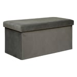 Banquette Coffre Pliable en Velours "Lilou" 76cm Gris