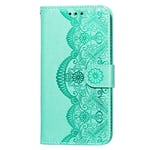 Samsung Galaxy S21+ (Plus) PU Skinndeksel m. Lommebok - Flower Vine Imprint - Grønn