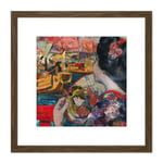 Hornel The Balcony Yokohama 1894 Painting 8X8 Inch Square Wooden Framed Wall Art Print Picture with Mount