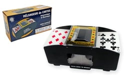 MGM GAMES - Boitier Mélangeur de Carte - Noir - 140021 - Jeu De Cartes - Plastique - Automatique et Electrique - Cartes à Jouer - Jeux de Société - Piles Non Incluses - Poker - 20 cm x 9 cm