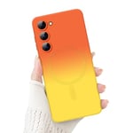 Newseego Coque pour Samsung Galaxy S23 Plus Étui pour Filles et Femmes [Compatible avec MagSafe] Mignon Dégradé Coque S23 Plus, Housse de Protection Silicone Souple pour Samsung S23 Plus-Orange+Jaune