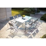 Table de jardin extensible en alu 8 pers + 8 chaises MOLVINA - grey