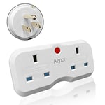 Atyxx America Plug Adaptor - Double Socket UK To US Travel Adapter, Power Indicator Light Easy To Remove Space Saver, UK To Thailand Plug Adapter, USA Plug Type B for Canada Mexico Dominican Republic