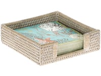 Kouboo la Jolla Dessert de rotin Serviette en Papier support Tropical 19.05 x 19.05 x 6.35 cm White Wash