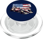 Vintage Auto Racing Car American Flag 4th of July, Auto Race PopSockets PopGrip for MagSafe