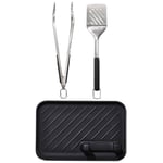 OXO BBQ Tongs Turner and Rest 3-Piece Grilling Set Good Grips with Bottle Opener