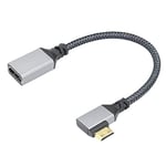 RIIEYOCA Câble adaptateur mini HDMI vers HDMI 4K - Angle droit de 90 degrés - En aluminium tressé - Pour ordinateur portable, projecteur, TV, moniteur, caméscope (20 cm)