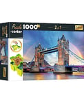 Trefl Trier,Transporter et Stocker,pour Adultes et Enfants à partir de 12 Ans Set Puzzle 2 en 1 + trieur, 10654, Arc-en-Ciel par-Dessus Le Tower Bridge