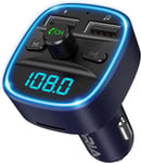 Émetteur FM Bluetooth 5.3 pour Voiture,Adaptateur Bluetooth avec 2 Ports USB (2,4A et 1A),Adaptateur Radio de Voiture,Mains Libres,Affichage LED,Carte TF et Clé USB Disponibles Bleu(Q735)