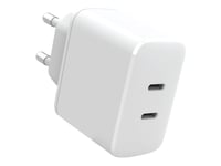 Estuff Infinite - Strømadapter - 100% Recycled Plastic - 35 Watt - 3 A - Apple Fast Charge, Pd 3.0, Quick Charge 3.0 - 2 Utgangskontakter (24 Pin Usb-C) - Hvit