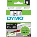 Dymo D1-tejp 19 mm x 7 m, svart med genomskinlig botten