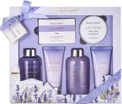 BODY & EARTH Bath Spa Gift Set for Women, Shower Gift Sets, 6Pcs Lavender Gift