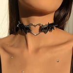 Gotisk vampyrhalsband med hjärtvingar svart läder choker halsband fest accessoarer smycken för kvinnor och flickor