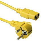 ACT Powercord Mains Connector CEE7/7 mâle (Angled) - C13 Jaune 3 m