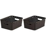 Curver My Style Medium Rectangular Storage Basket, Dark Brown, 13 Litre (Pack of 2)