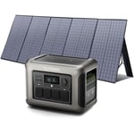 R1500 Tragbare Powerstation mit 400W Solarpanel, 1152Wh LiFePO4 Batterie mit 1800W ac Ausgang Solargenerator, 43dB Leise Betrieb Mobile