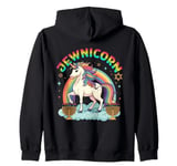 Funny Hanukkah Jewnicorn Unicorn Girl LGBT Jewish Chanukah Zip Hoodie