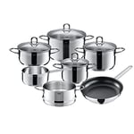 Silit 2109295891 Diamant Pot Set 7 pièces Induction Bord verseur Couvercle en Verre Poli Passe au Lave-Vaisselle, Acier Inoxydable, Argent, 32 cm, 7 unités