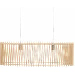 Beliani - Lampe Suspension Design Abat-jour Ajouré en Lamelles Effet Bois Clair pour 2 Ampoules E27 Max. 40W Luminaire de Salon ou Cuisine