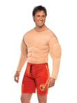 Smiffys Costume de maître-nageur Baywatch Rouge, avec muscle pectoral et short attaché