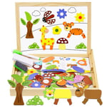 Aolso Puzzles en Bois Magnétique,Magnétiques Puzzle Jouet Enfant, Tableau Double Face Aimanté,Nouveau Jouet Montessori,Jouet Educatif Enfant Motif Animal Jigsaw pour 3 4 5 Ans