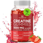 RM Creatine Gummies 5000 mg Max for Men & Women – Strawberry Flavour – Creatine Monohydrate with L-Taurine & Vitamin B12 for Energy, Strength & Muscle Recovery – Vegan, Halal, Gluten Free