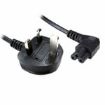 Right Angle  C5 Power Cable Cloverleaf for LG TV UK Lead - 2M