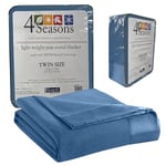 Thermee Micro Flannel Twin-Size All Seasons Lightweight Sheet Blanket, Machine Wash & Dry, No Pilling, 90Lx66W, Country Blue