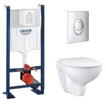 Grohe - Pack wc sans bride Bau Ceramic + abattant + Bâti support wc Rapid sl + Plaque de commande Start chromé rond