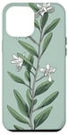 iPhone 12 Pro Max Leaves Botanical Plant Line Art Sage Green Wildflower Floral Case