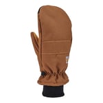 Carhartt Men's Insulated Duck Synthetic Leather Knit Cuff Mitt Cold Weather Gloves, Brown, Large